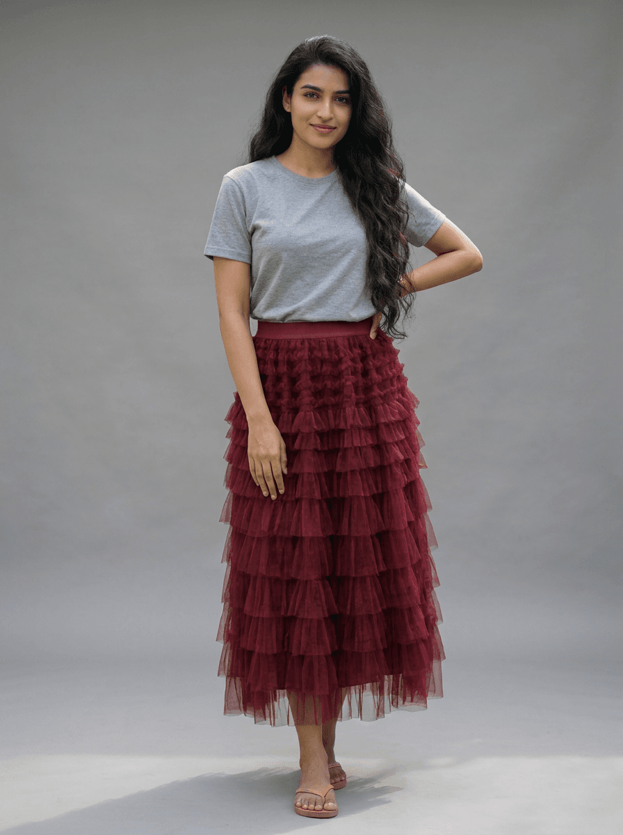 Merun Ruffle Skirt