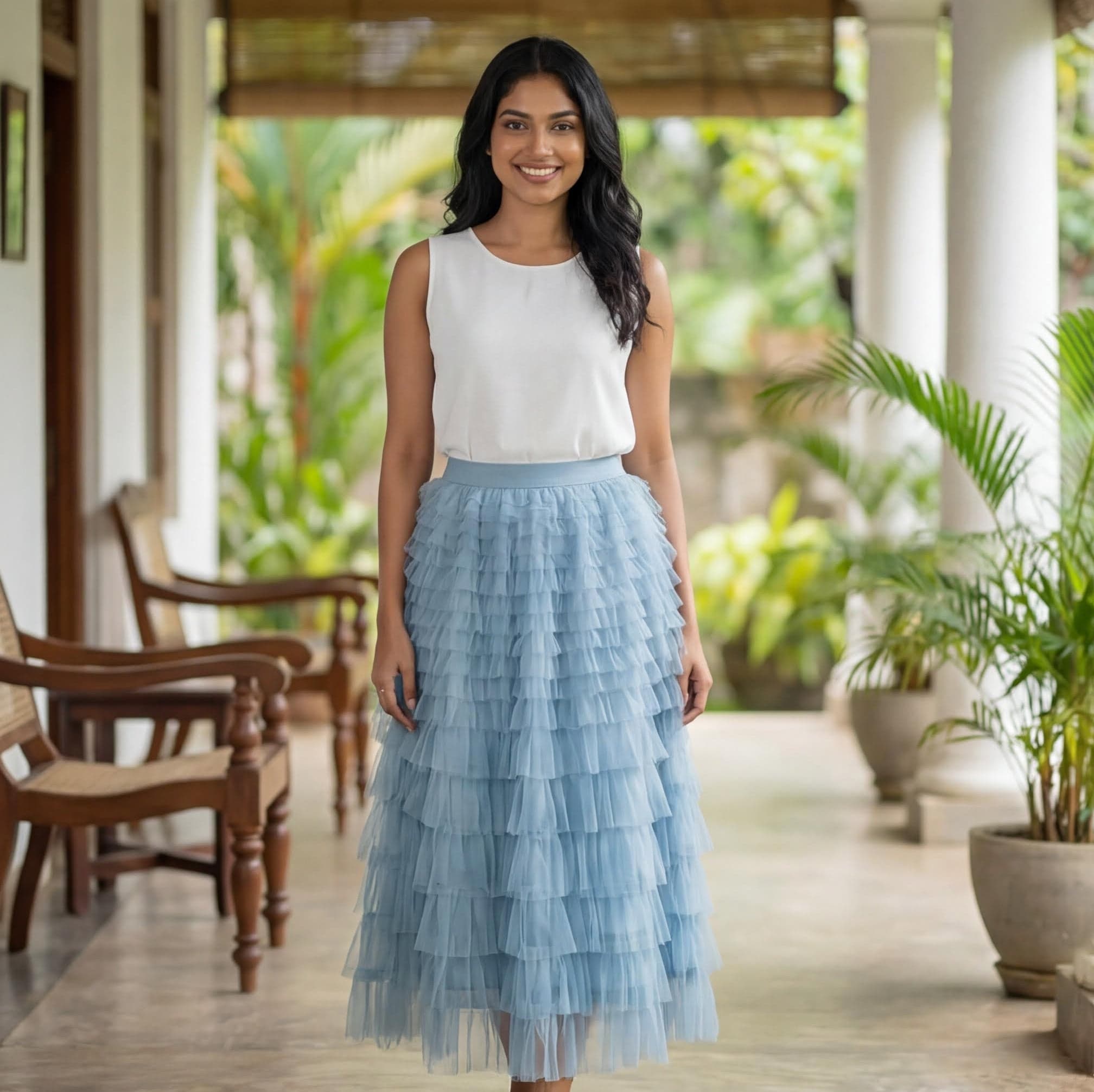 Light Blue Ruffle Skirt