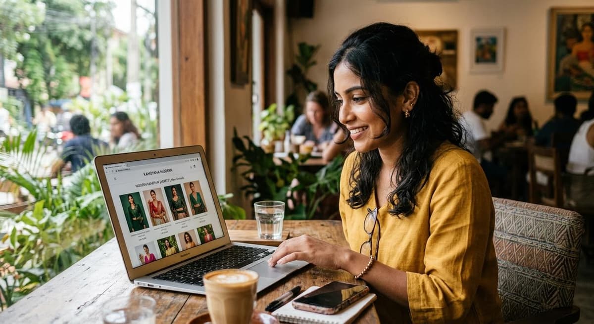 women checking online store
