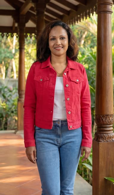 The original true red color denim jacket