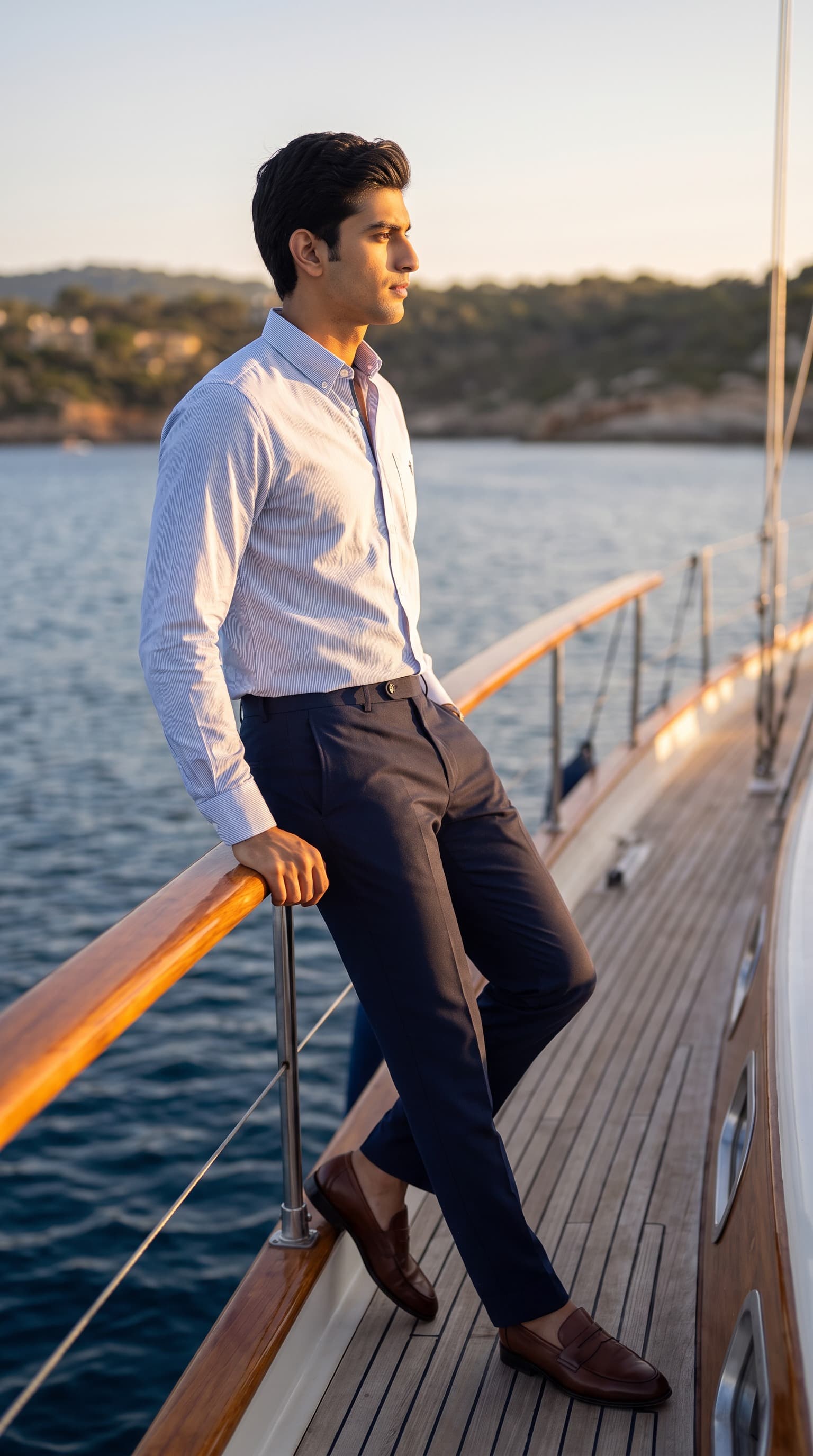Redvers Buller Men's Slim Fit Navy Stripe Button-Down Shirt — image 3