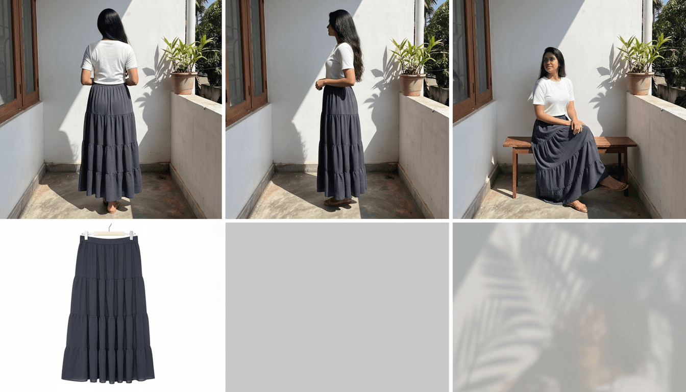 Black Tiered Flowy Maxi Skirt — image 2