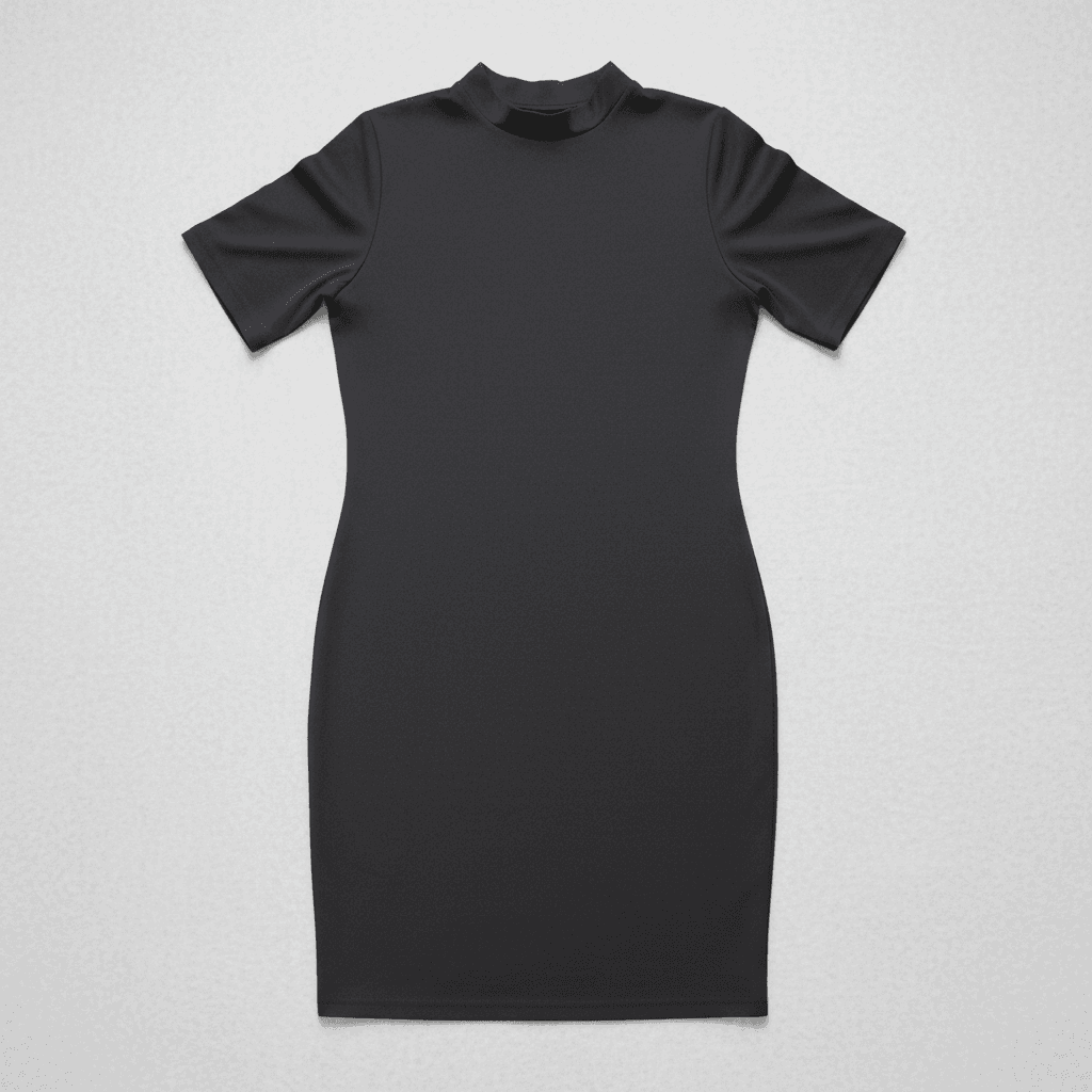 Women's Black Mock Neck Short Sleeve Mini Dress — image 2