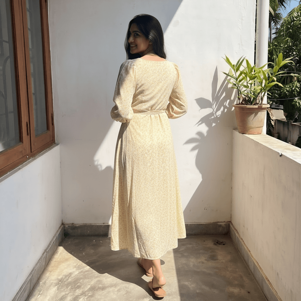 Women's Light Yellow Floral Maxi Dress Sri Lanka — image 2