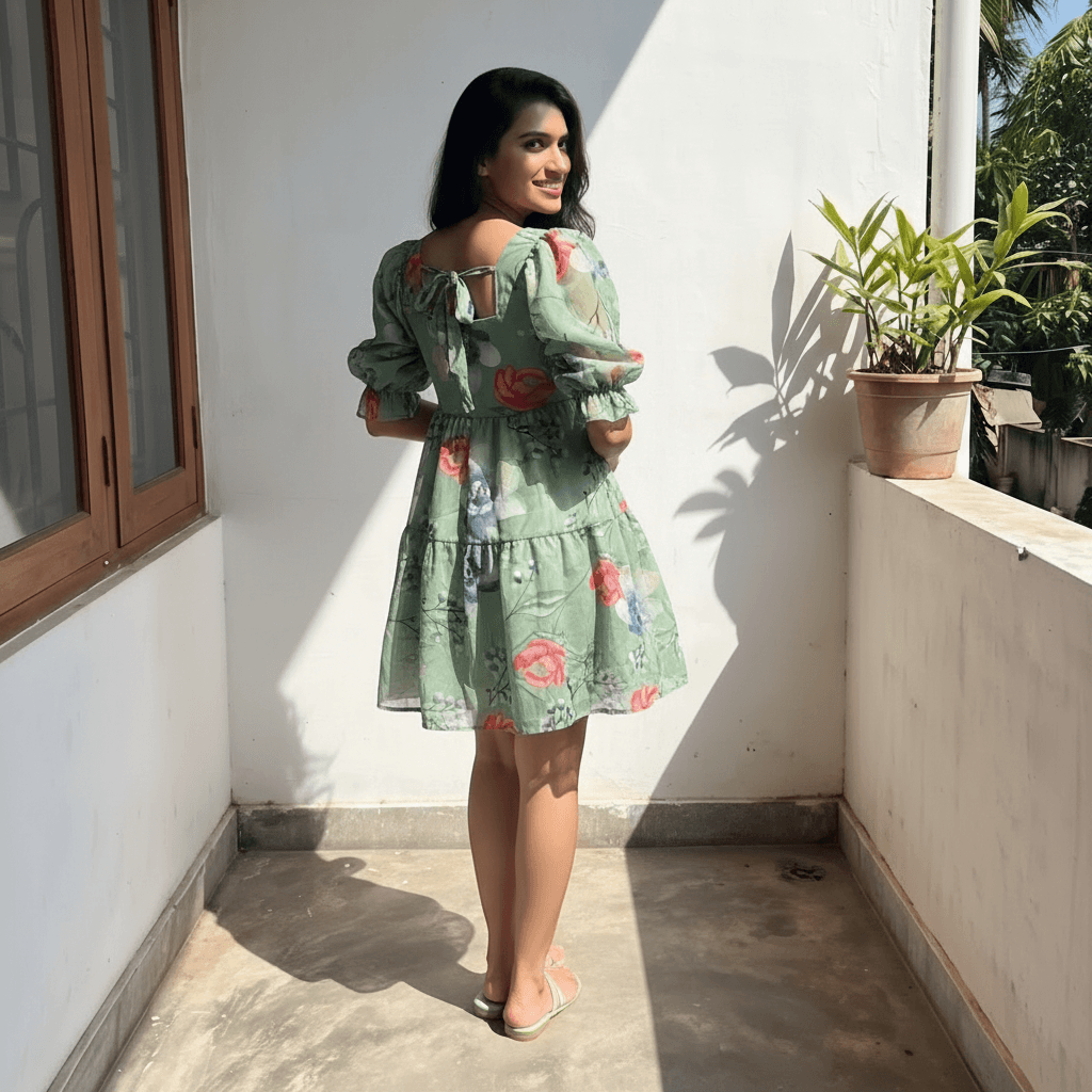 Women's Green Floral Mini Dress Sri Lanka — image 2