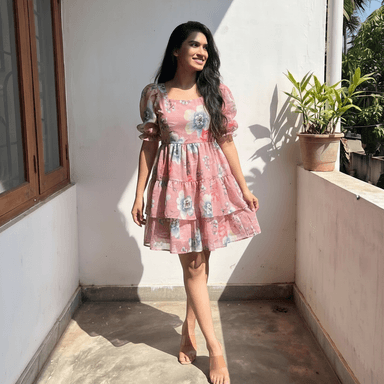 Women's Pink Floral Mini Dress Sri Lanka
