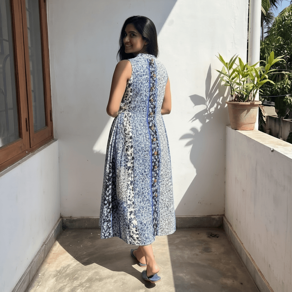 Women's Blue Floral Midi Dress Sri Lanka