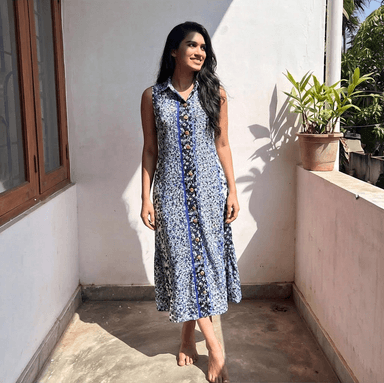Women's Blue Floral Midi Dress Sri Lanka