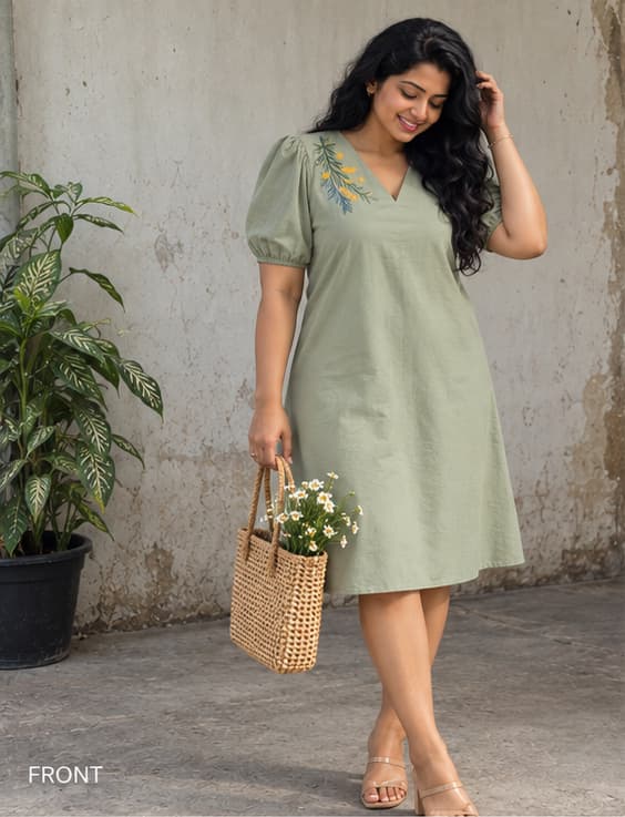 Women's Olive Green Midi Dress Sri Lanka