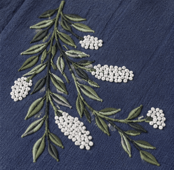 Embroidered Puff Sleeve Cotton A-Line Dress — image 5