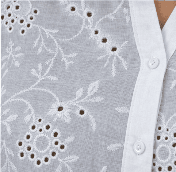 White Broderie Anglaise Button-Up Blouse | Cutlon Eyelet Top — image 4