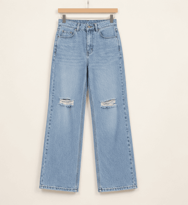 Women's Ice Blue Patch Wide Leg Jeans Sri Lanka — image 3