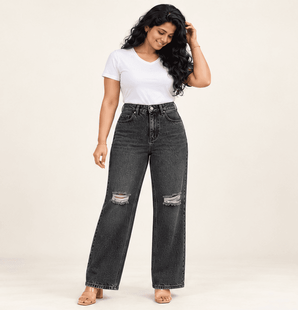 Women's Black Patch Jeans Sri Lanka