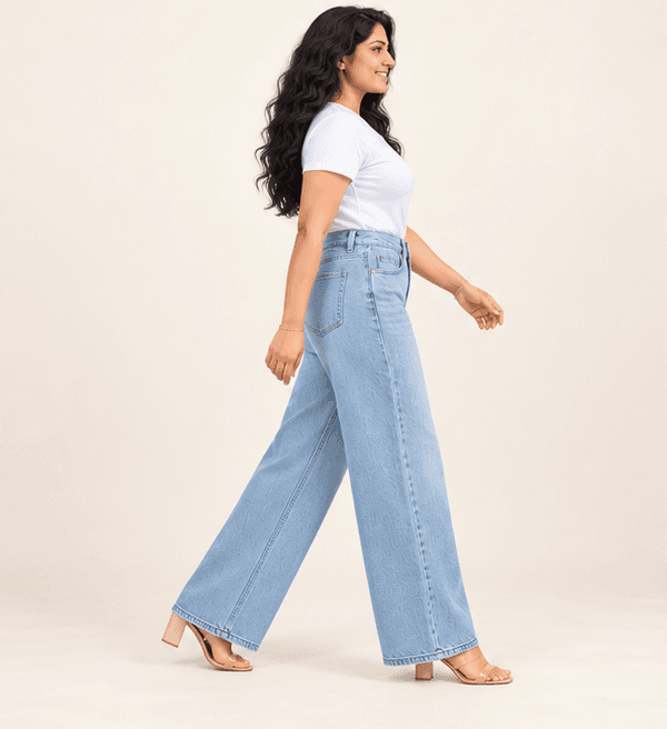 Women's Wide Leg Ice Blue Jeans - High Waisted Denim for Women — image 4
