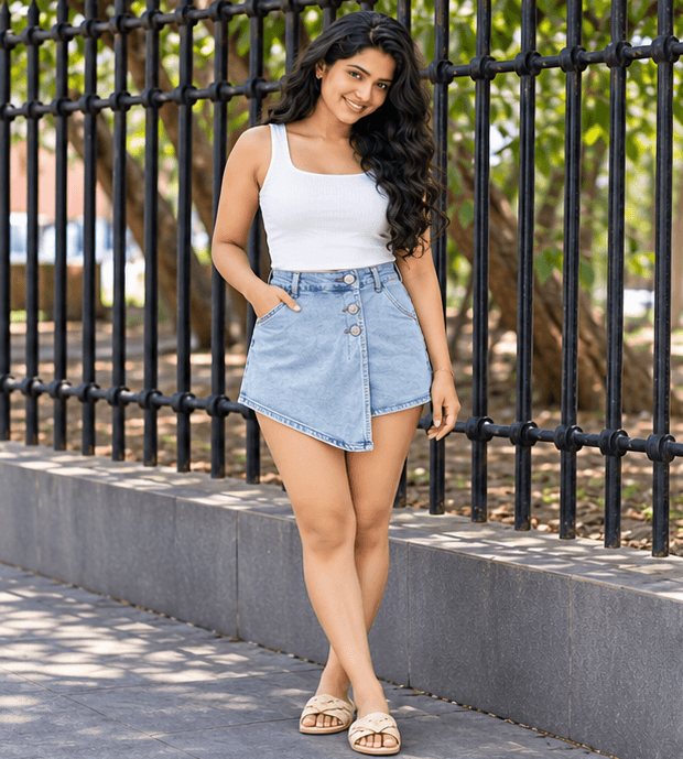 Women's Light Blue Denim Skort Sri Lanka — image 1