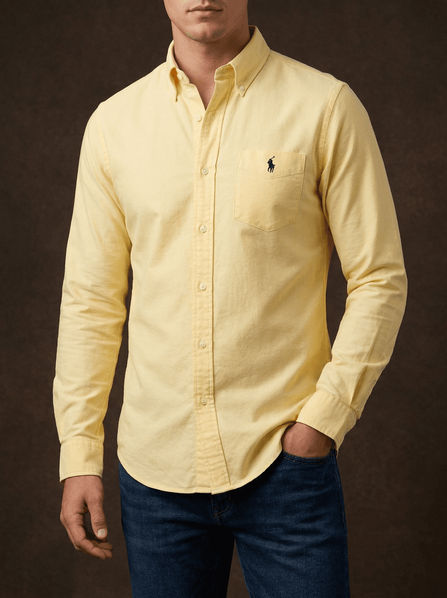 Ralph Lauren Men's Slim Fit Oxford Shirt in Yellow | Classic Style