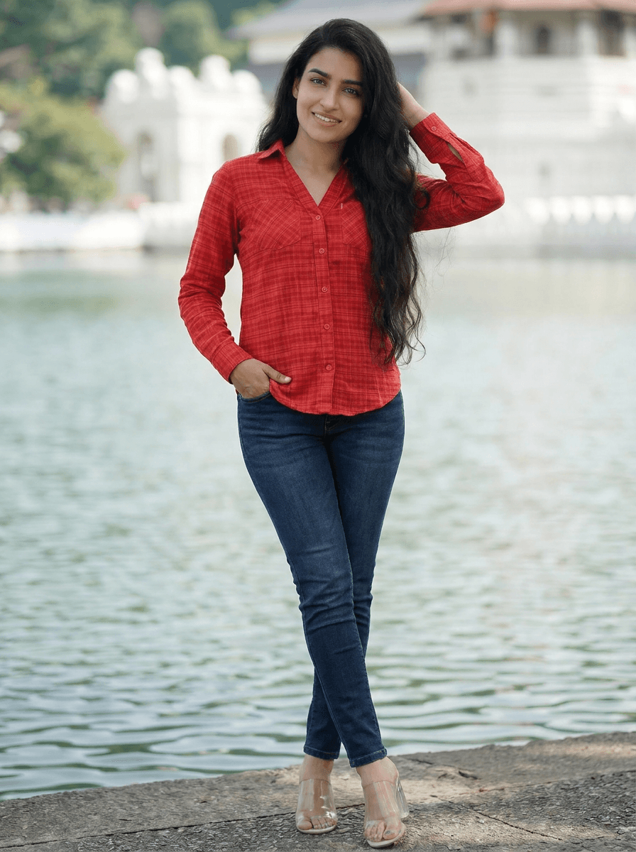 Red Plaid Button-Down Shirt - Long Sleeve, Relaxed Fit | Sizes 28-36