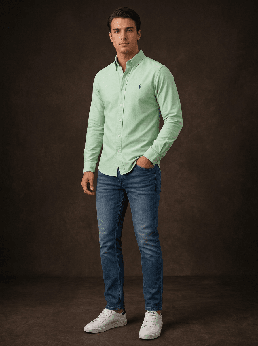Ralph Lauren Men's Slim Fit Long Sleeve Oxford Shirt | Mint Green