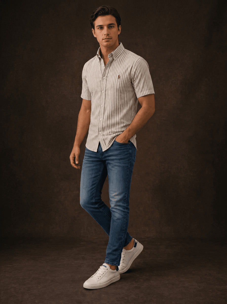 Ralph Lauren Men's Slim Fit Striped Short Sleeve Shirt