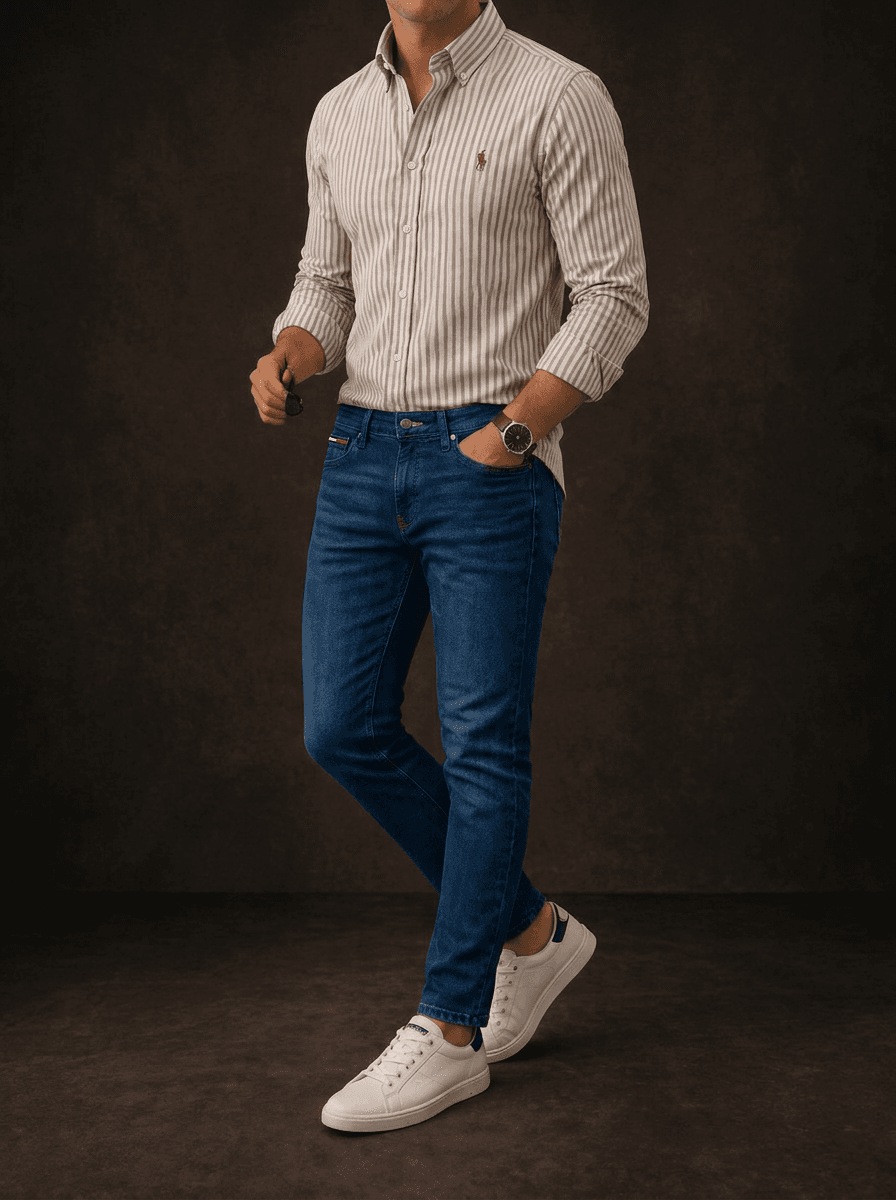 Tommoy Men's Slim Fit Dark Wash Denim Jeans | Classic American Style