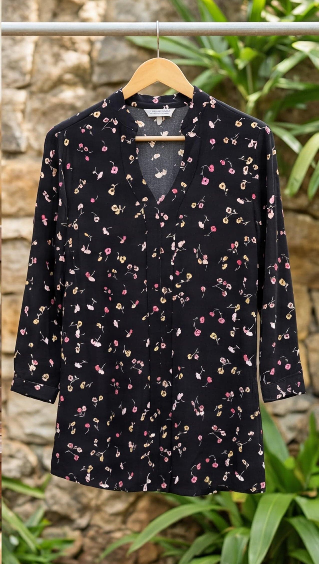 Womens Black Floral Blouse — image 6