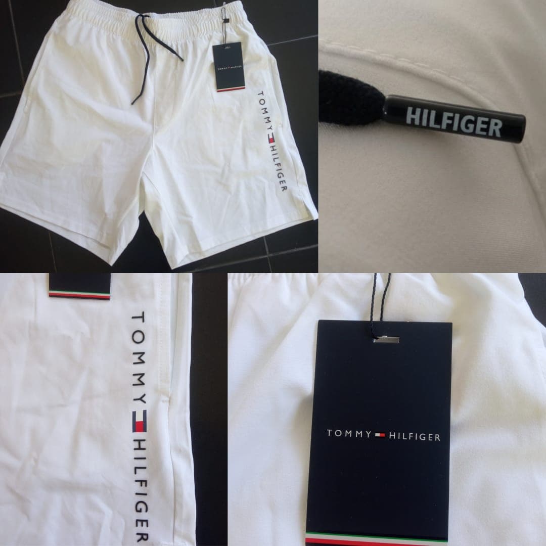 Tommy Hilfiger Men's White Logo Casual Shorts | Elastic Waist — image 4