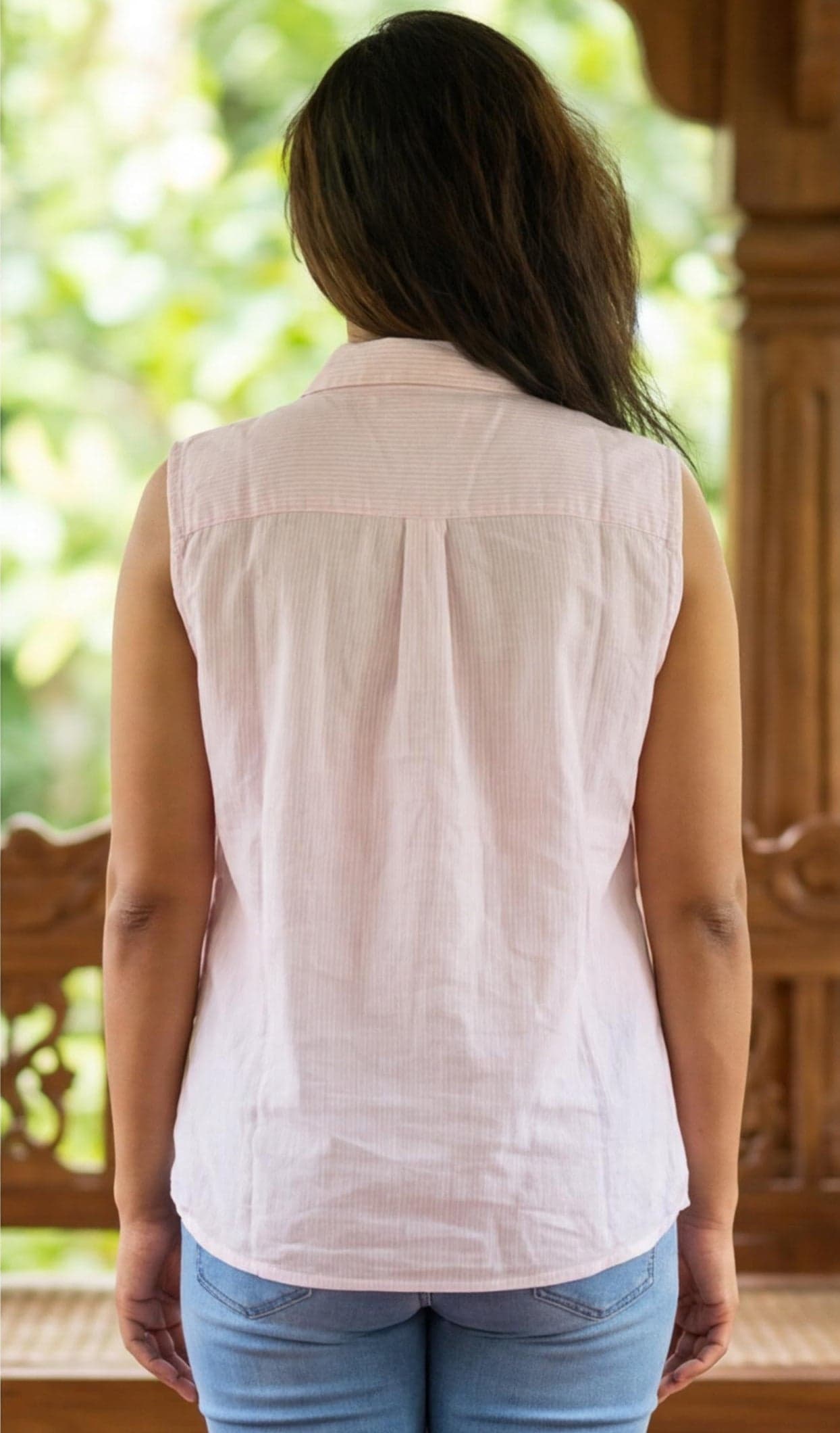 U.S. Polo Assn. Pink Stripe Tie-Front Sleeveless Shirt | Summer Top — image 4