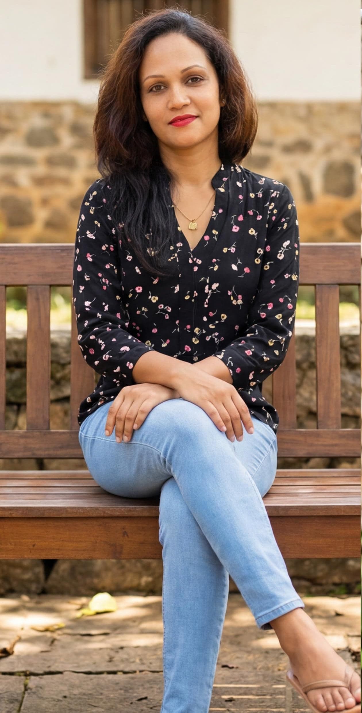 Womens Black Floral Blouse — image 5