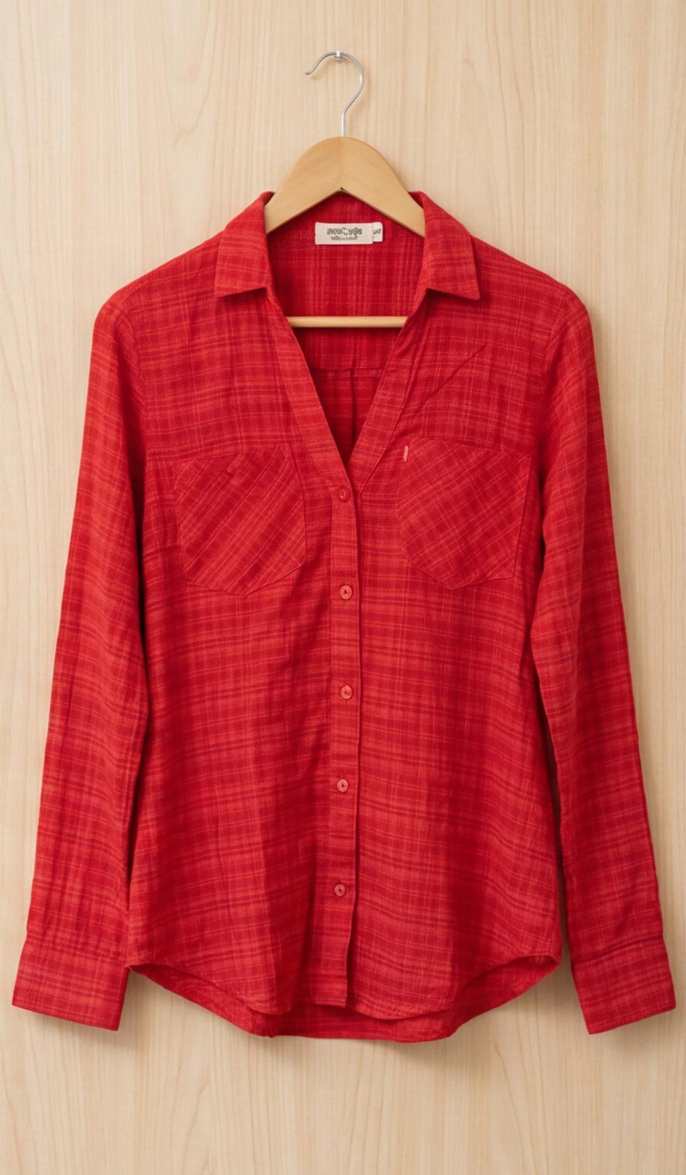 Red Plaid Button-Down Shirt - Long Sleeve, Relaxed Fit | Women's Top — image 3