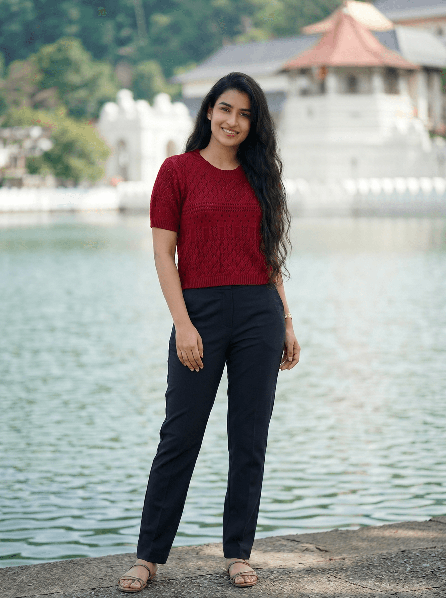 Maroon Pointelle Knit Short Sleeve Sweater | Vintage Style Top