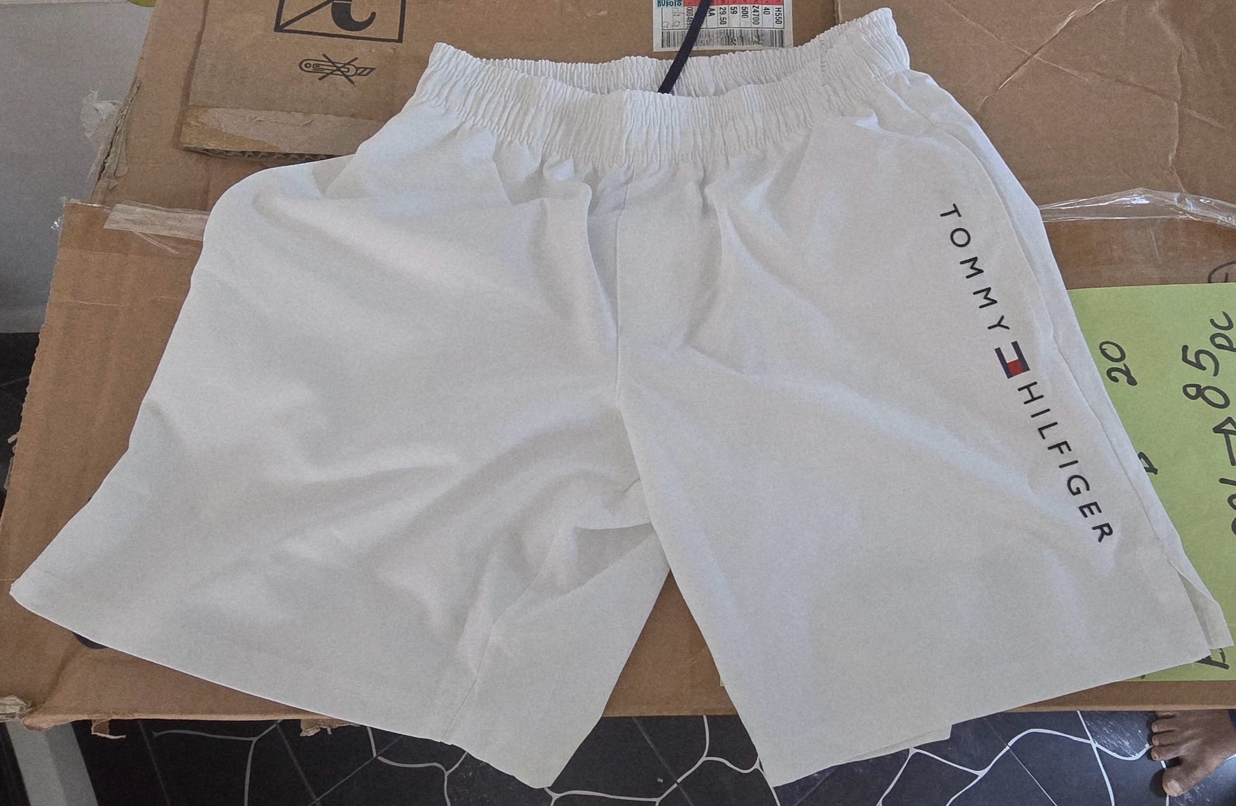 Tommy Hilfiger Men's White Logo Casual Shorts | Elastic Waist — image 7