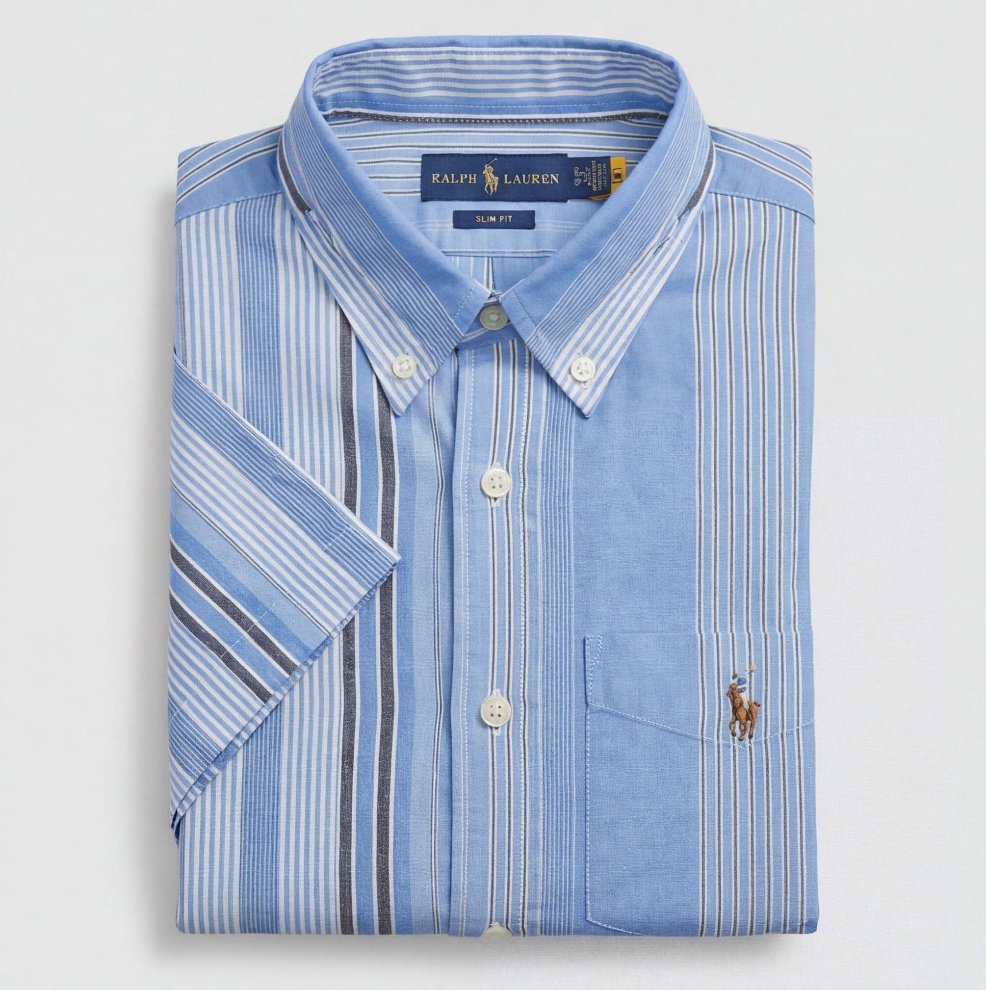 Men's Slim Fit Short-Sleeve Striped Button-Down Shirt — image 2
