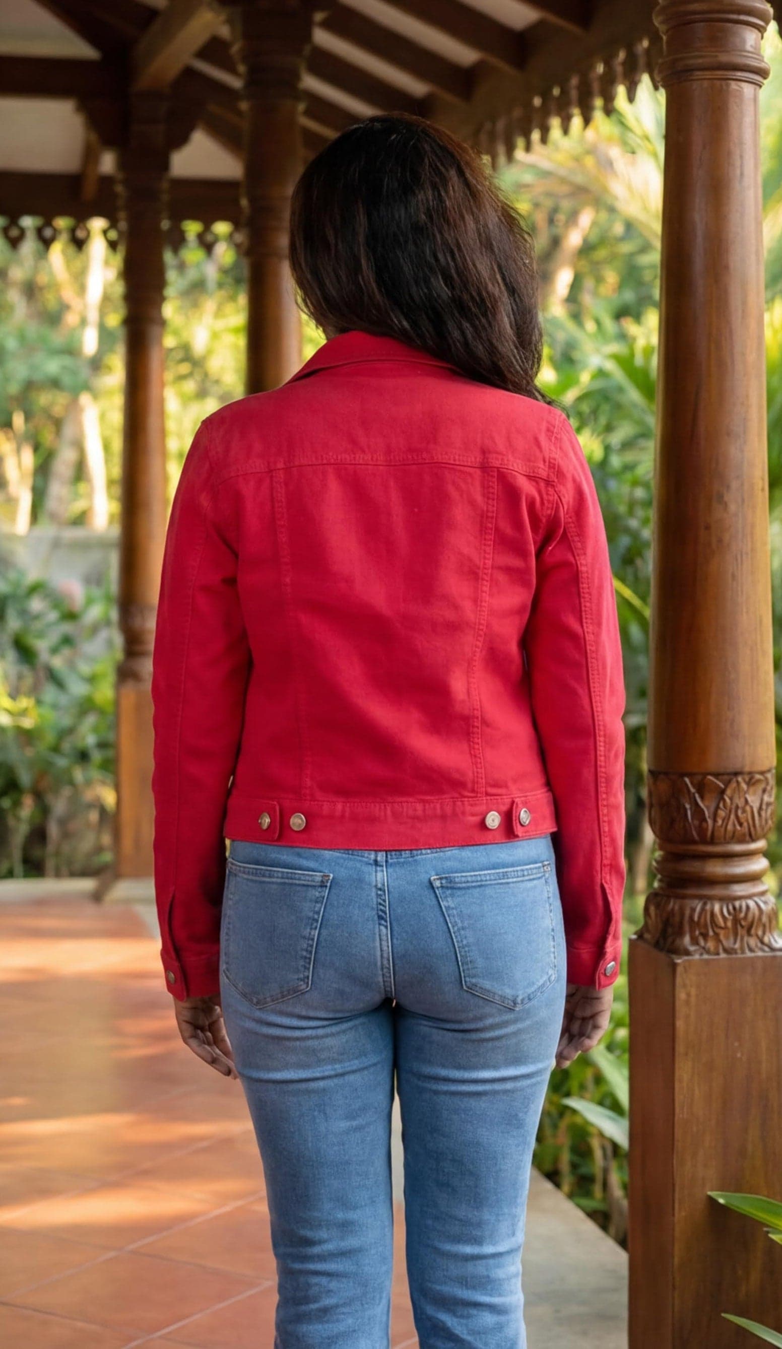 The original true red color denim jacket — image 3