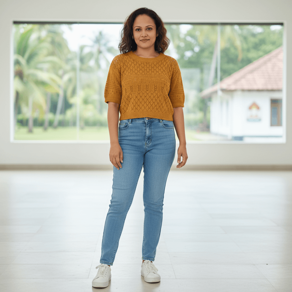 Mustard Yellow Pointelle Knit Short Sleeve Top | Boho Summer Sweater