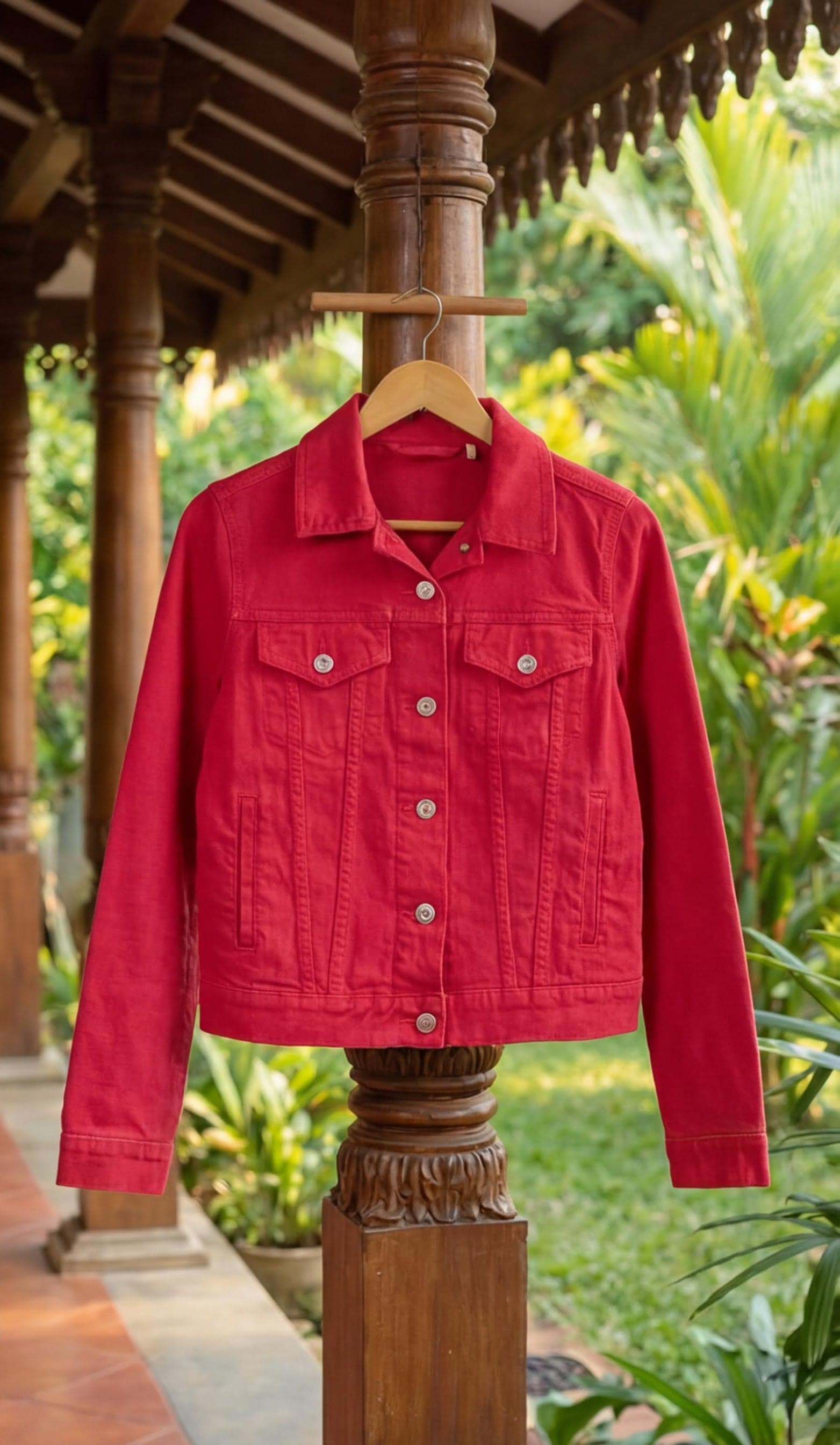 The original true red color denim jacket — image 4