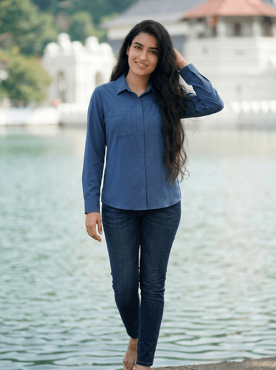 Eddie Bauer Women's Departure Long-Sleeve Travel Shirt in Navy — image 1