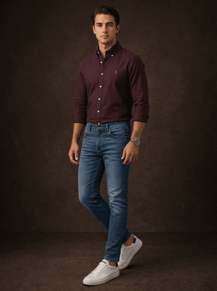 Men's Ralph Lauren Burgundy Slim Fit Long Sleeve Button-Down Shirt — image 1