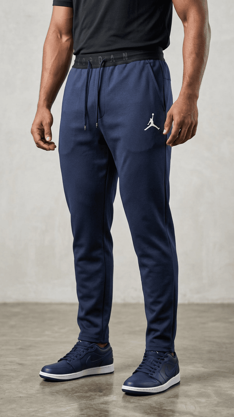 Men's Jordan Jumpman Athletic Track Pants - Navy Blue Tapered Fit