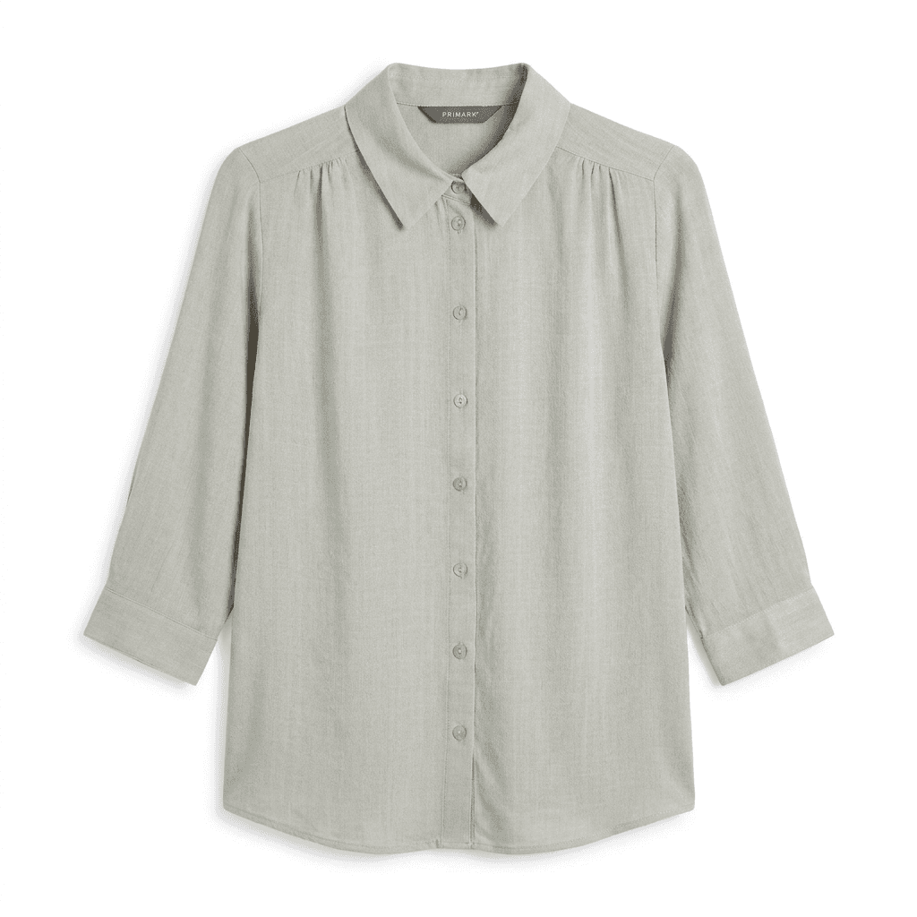 Classic Taupe Peter Pan Collar Blouse | Long Sleeve Button-Up Shirt — image 2
