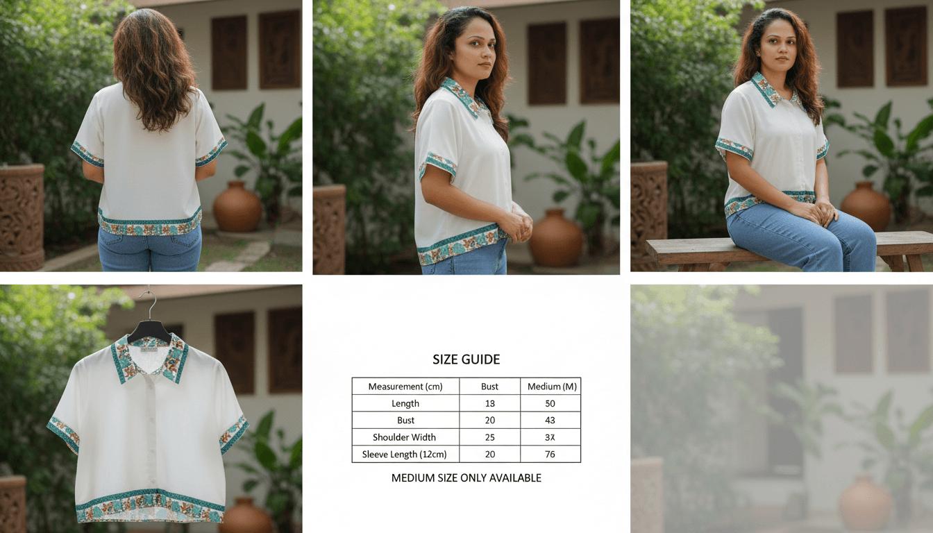 Vintage Floral Trim Cropped Blouse | Short Sleeve White Shirt — image 2