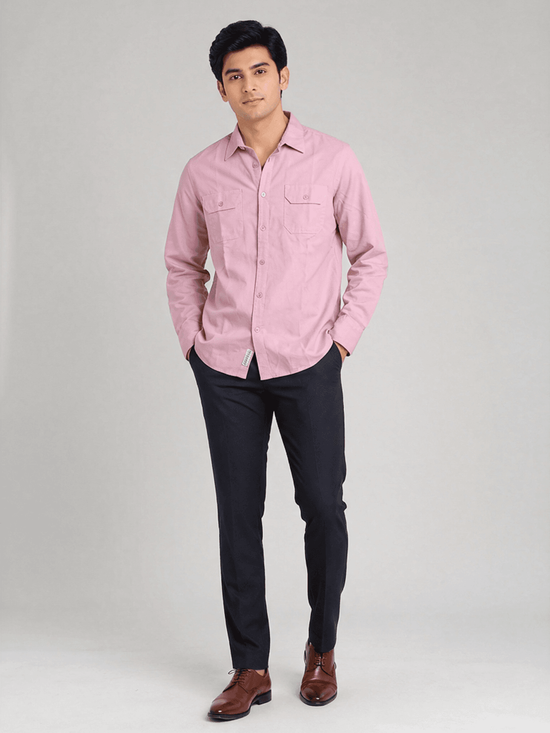 Allen Solly Men's Pink Linen Casual Shirt with Double Pockets — image 2