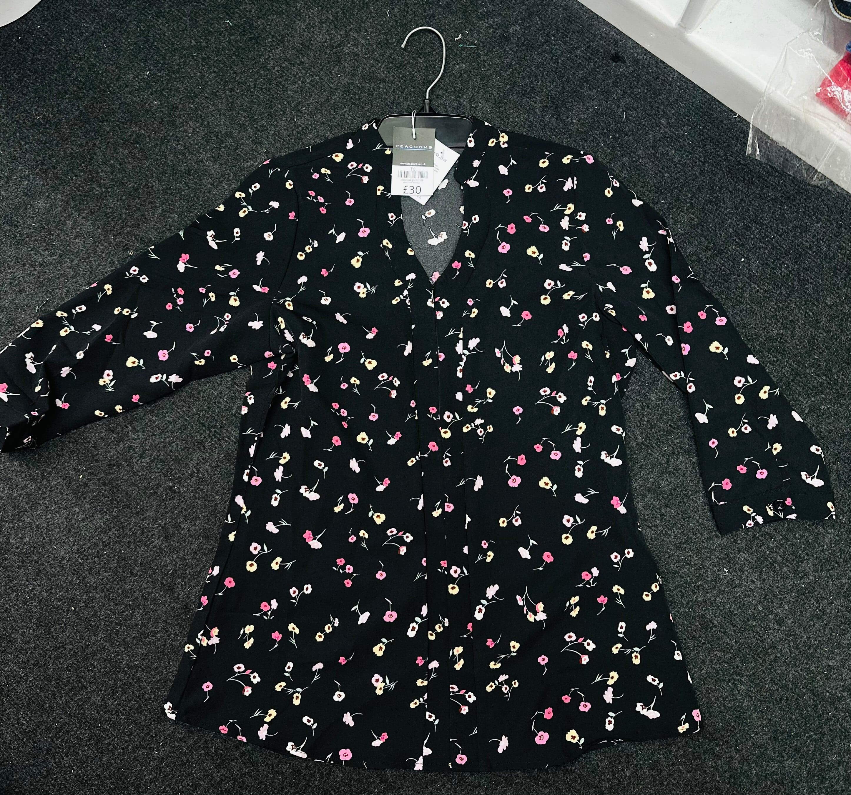 Womens Black Floral Blouse — image 3