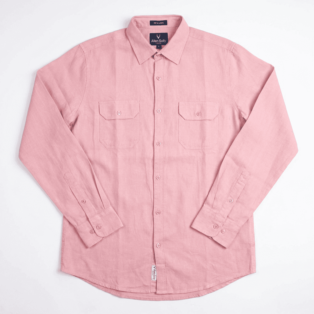 Allen Solly Men's Pink Linen Casual Shirt with Double Pockets — image 3