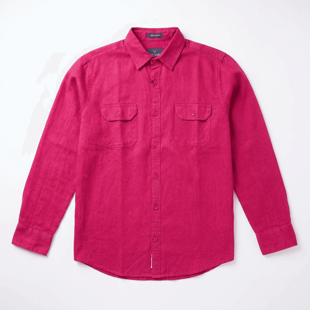 Allen Solly Men's Fuchsia Pink 100% Linen Long Sleeve Shirt — image 3