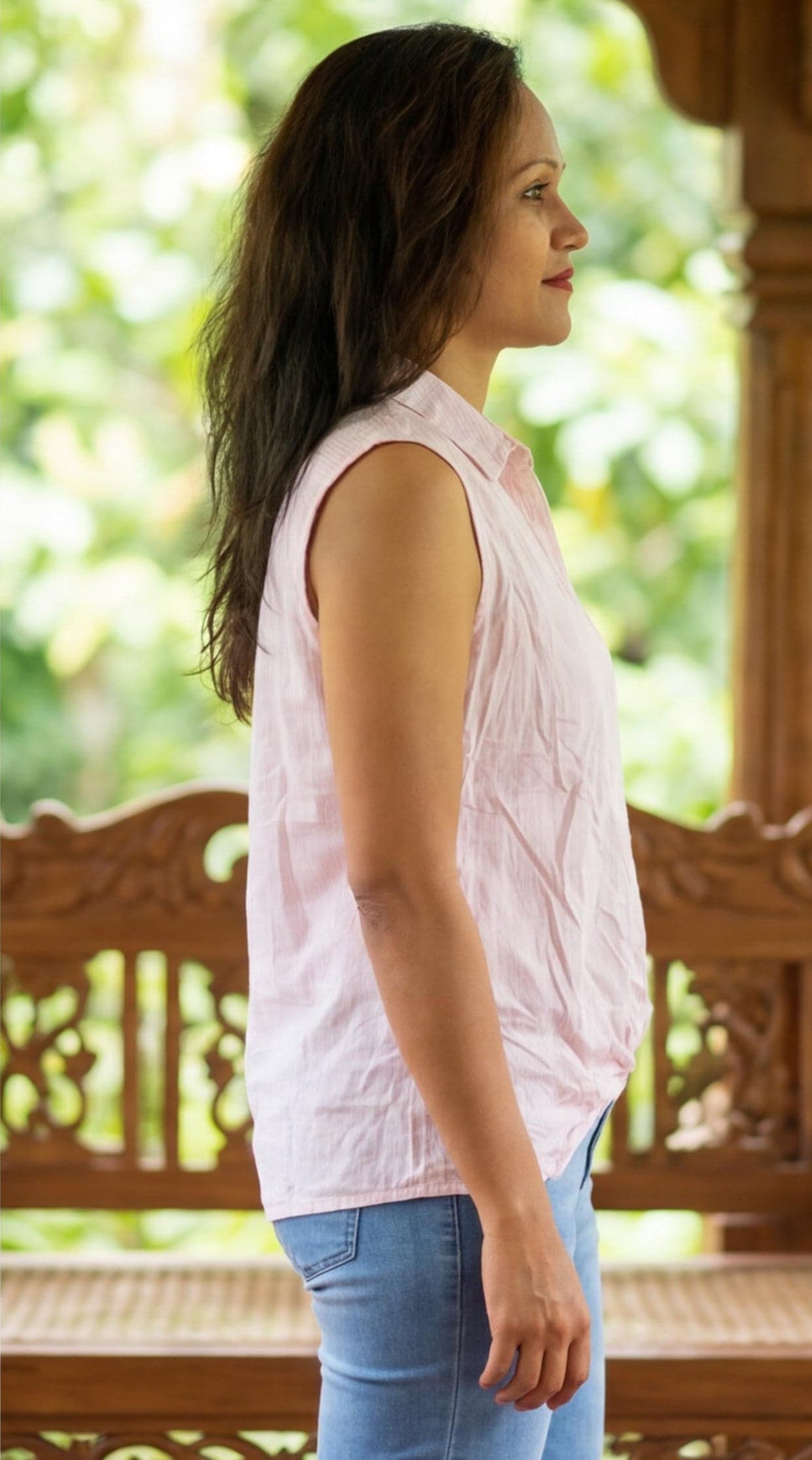 U.S. Polo Assn. Pink Stripe Tie-Front Sleeveless Shirt | Summer Top — image 3