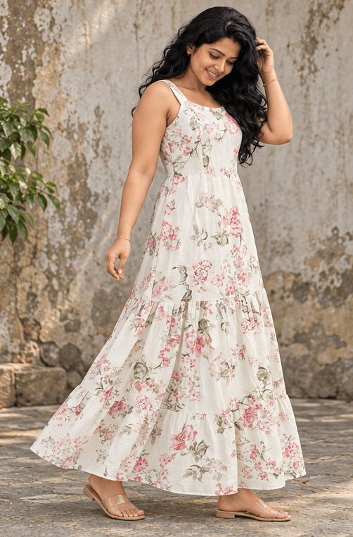 Women's White Floral Maxi Dress Sri Lanka — image 4