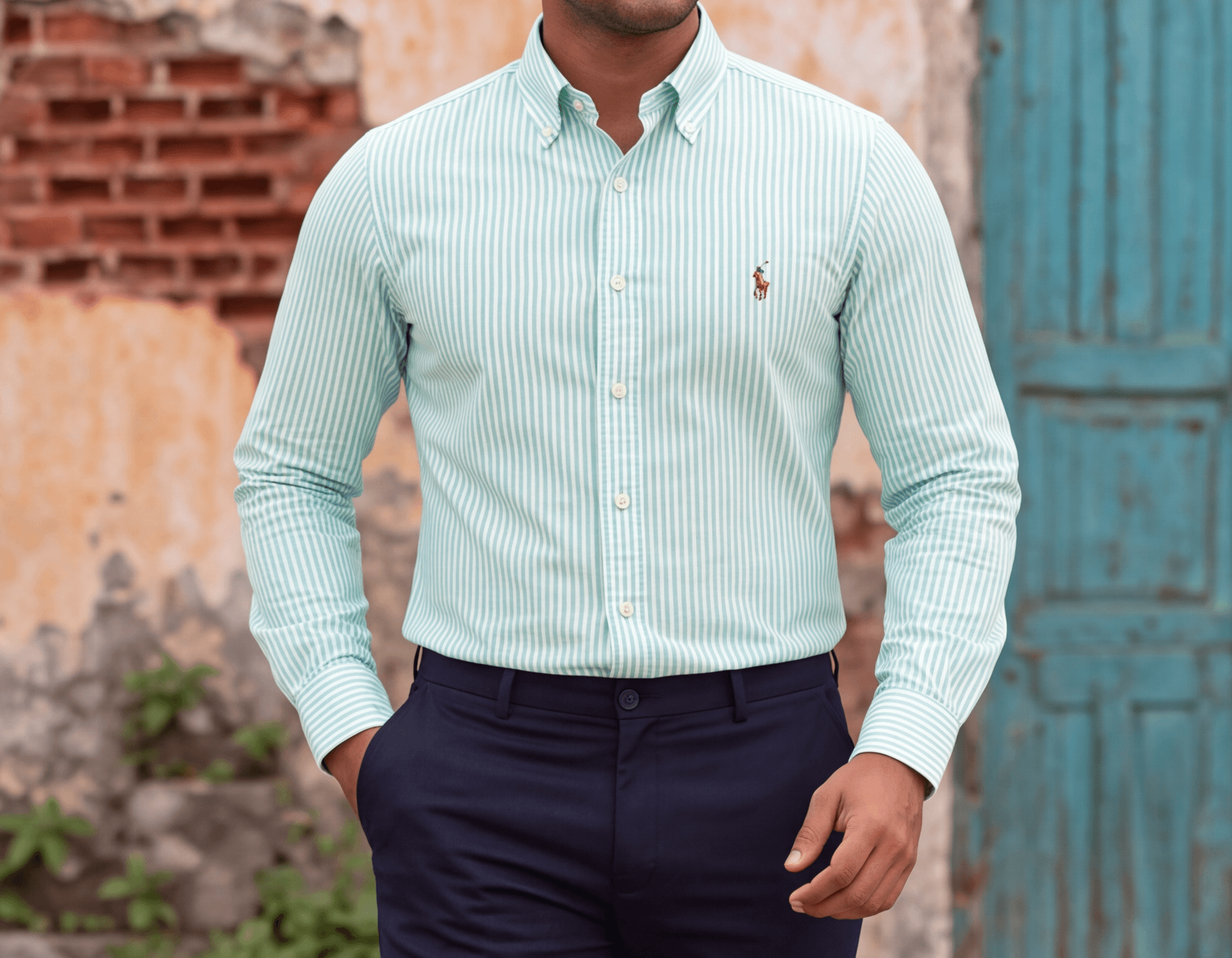 Ralph Lauren Mens Green Striped Shirt Sri Lanka — image 4
