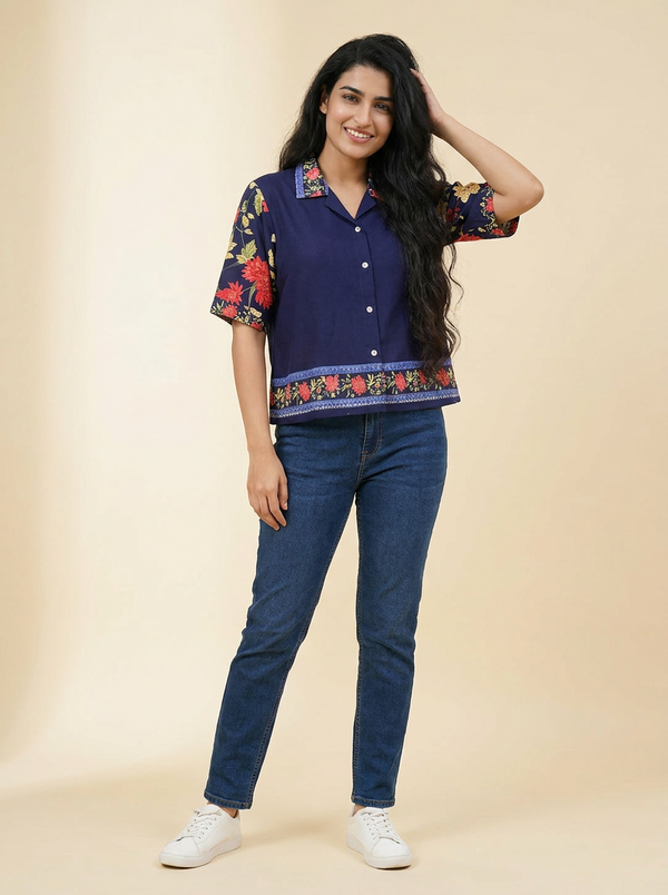 Floral Print Short Sleeve Button-Down Shirt — Editorial catalog photo aligned to brand reference styling; primary product image for search and accessibility.