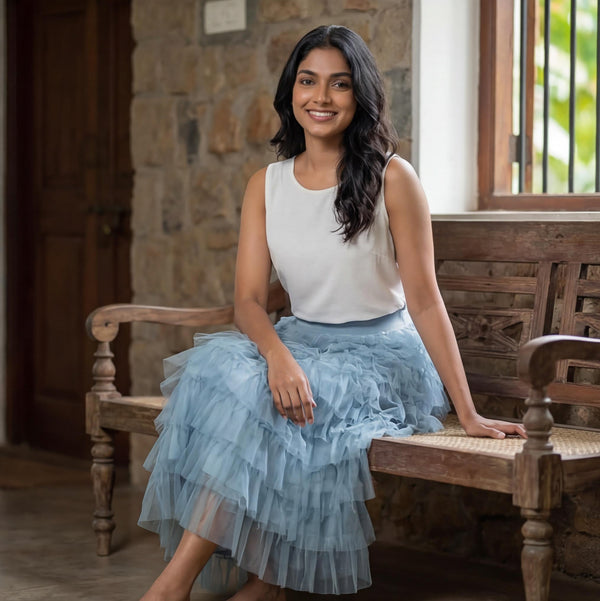 Light Blue Ruffle Skirt
