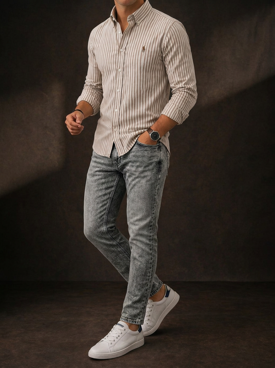 Calvin Klein Men's Grey Acid Wash Slim Fit Jeans | Modern Denim — image 1